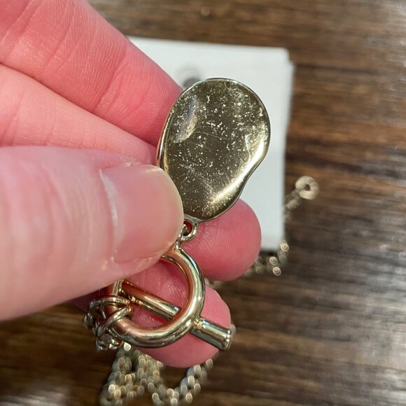 J.Crew Factory Gold-Plated Hammered Pendant Necklace T-Bar Closure BY611 - Picture 5 of 8